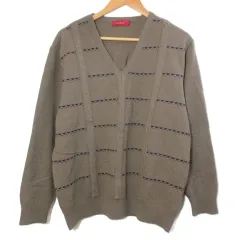 レセント LeCENT セーター ニット ケーブル Vネック プルオーバー ウール 厚手 L 茶 ブラウン /X