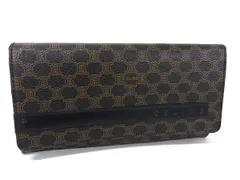 CELINE セリーヌ 財布 マカダム柄 長財布 - ブラック×ブラウン PVC レザー レディース がま口 ゴールド金具