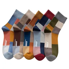 【新品】 [QPANDA] 靴下 メンズ【抗菌 防臭 綿】 薄手 スポーツソックス 吸汗 5足セット 24-28cm カラフルソックス アウトドアソックス カジュアル 1