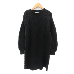 グローバルワーク GLOBAL WORK ニットワンピース ミニ丈 長袖 F 黒 ブラック /YK30