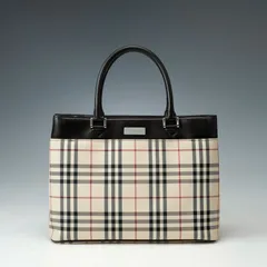 極美品 BURBERRY バーバリー ロゴプレート ノバチェック トートバッグ ハンドバッグ ベージュ B5サイズ