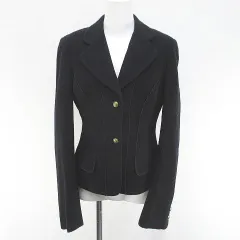 エルマノシェルビーノ ERMANNO SCERVINO ジャケット 黒系 ブラック ポケット 裏地 無地のサムネイル