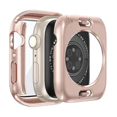 二重構造(40mm，ローズゴールド) PC素材 カバー カバー Watch Watch Apple Apple 前後の保護 1 in 2 装着簡単 高透過率 高耐久 全面保護 ケース ケース アップルウォッチ アップルウォッチ 一体型 ガラスフィルム 防水 S