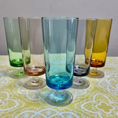 アデリアカラー 脚付グラス 5色セット 昭和レトロ