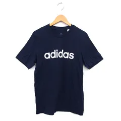 アディダス adidas 国内正規品 クルーネック カットソー Tシャツ ロゴプリント コットン 綿 半袖 L 紺 ネイビー /NT19