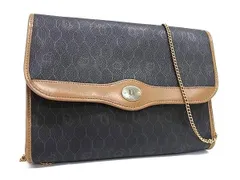 ChristianDior クリスチャンディオール ショルダーバッグ ブラウン PVC レザー レディース ハニカム柄 チェーン