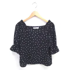 ミッシュマッシュ MISCH MASCH カットソー ブラウス ドット スクエアネック プルオーバー 五分袖 M 黒 ブラック /TT