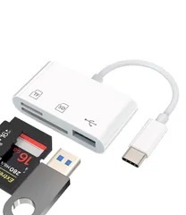 変換 USB SDカードリーダー(3in1)SD+Microsd+USB 3.0 アダプタOTGケーブル Usb-c プラグ マイクロsd TF かーどりーだー カメラ 写真 タイプc 転送保存データ移行コネクタApple IPhone15 Pro Max I