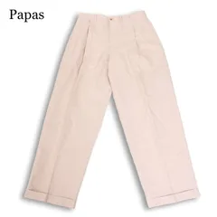 Papas パパス 春夏 リネン混★ タック入り 千鳥柄 スラックス パンツ Sz.LL　メンズ 日本製 大きいサイズのサムネイル