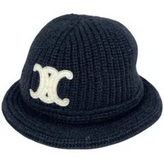 セリーヌ CELINE トリオンフ クロシェ バケットハット ニット帽 帽子 ニットキャップ カシミヤ ブラック レディース 【中古】