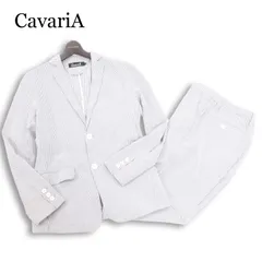 CavariA キャバリア 春夏 シアサッカー★ ストライプ ジャケット&パンツ カジュアル セットアップ スーツ Sz.44/46　メンズ