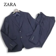 ZARA ザラ マン 春夏 シアサッカー★ ジャケット&イージー パンツ カジュアル セットアップ スーツ Sz.S　メンズ ネイビー