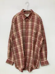 pierre balmain ピエールバルマン シャツ/ブラウス L レッド チェック柄 ミドル丈 長袖 レギュラーカラー
