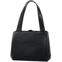 シャネル CHANEL ココマーク ハンドバッグ がま口 ハンドバッグ キャビアスキン ブラック レディース 【中古】