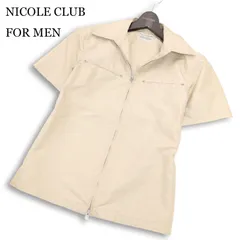 美品 Y2K 00s★ NICOLE CLUB FOR MEN ニコルクラブ フォーメン 春夏 リップストップ 半袖 ジップ シャツ Sz.M　メンズ
