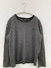 BURBERRY BLACK LABEL バーバリーブラックレーベル ニット/セーター 3 ブラック ウール・ニット ボーダー柄 ワンポイント ミドル丈 長袖 クルーネック(丸首)