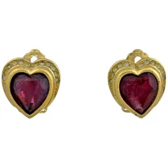 クリスチャンディオール Christian Dior ラインストーン イヤリング ハート イヤリング GP ゴールド パープル レディース 【中古】