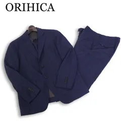 ORIHICA オリヒカ 春夏 背抜き★ ウォッシャブル ストレッチ チェック柄 ビジネス スーツ セットアップ Sz.94AB4 メンズ 紺