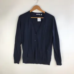 タグ付き UNIQLO UVカットVネックカーディガン レディース XL ネイビー 3151202603040040