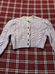 ライトパープル ケーブル ニット カーディガン