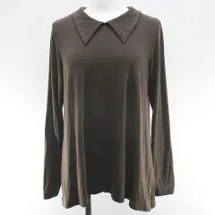 ミズイロインド mizuiro ind 長袖 カットソー 茶系 ダークブラウン 無地 ストレッチ 日本製