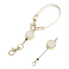 【新品】 [honey&blue] リールストラップ 伸びる キーホルダー 頑丈 2個セット ワイヤーストラップ (【リールのみ】 アイボリー) 1