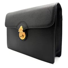 【美品✨】BURBERRY vintage clutchbag バーバリー ヴィンテージ クラッチバッグ セカンドバッグ グレインレザー 鍵ロック付き ブラック