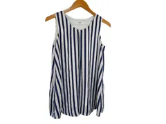 k03250812064　NATURAL BEAUTY BASIC　Mサイズ　白×紺　　トップス　ノースリーブ　春夏