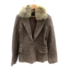 ボディドレッシングデラックス BODY DRESSING Deluxe テーラードジャケット ミドル丈 シングルボタン 総裏地 ファー 9 M 茶色 ブラウン /HO10