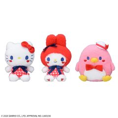 유루카와 산리오 캐릭터즈 봉제인형 Lovely Cherry 각종 키티 마이멜로디 턱시도 샘 레드×네이비 칼라 봉제인형 마스코트 비매품