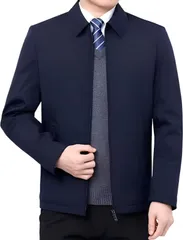 [エンプティオ] フォーマル 中綿 ジャケット 襟付き シンプル ��ルゾン ファスナー かっこいい アウター メンズ アウトドア コート カジュアル テーラード ジャンパー レトロ 上着 通勤 男性用 ミリタリー ジップ お洒落 [ロイヤルネイビー] [M]