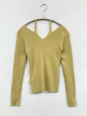MERCURYDUO マーキュリーデュオ ニット/セーター F イエロー ナイロン 無地 ショート丈 長袖 Vネック