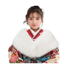 [KYOETSU] [キョウエツ] 成人式 ショール ファー 振袖 スナップボタン (ホワイト) 1