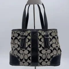COACH（コーチ）シグネチャー トートバッグ 6336 キャンバス×レザー ブラック レディース ハンドバッグ