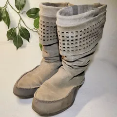 【良品】Reebok/リーボック/イージートーンスエードレザーブーツ/グレージュ/内側/ショッキングピンク/23.0cm