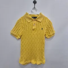 ポロラルフローレン イエロー ケーブルニット 半袖Tシャツ