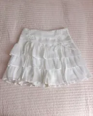 日本 オリーブ デ オリーブ 白 ティアード スカート