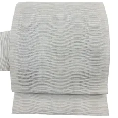 名古屋帯 秀品 夏帯 絽 よろけ縞 銀糸 クリーム 正絹 【中古】