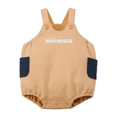 新品 [ミキハウス] WEB限定 ロンパース ロゴ 無地 男の子 女の子 ベビー キッズ 赤ちゃん ベビー服 子供服 サロペット オーバーオール 10-1513-140 フリー(80-90cm) ベージュ