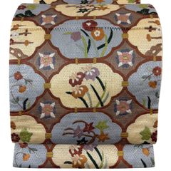 在庫一掃】 袋帯 美品 秀品 鴛鴦 菊 唐織 箔 銀色 六通 正絹 【中古