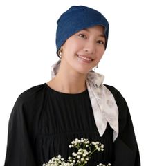 BAREN スカーフハット Dot Chiffon Navy Mサイズ 前髪付き - メルカリ