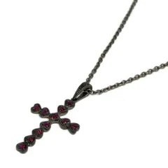 ANNA SUI(アナスイ) ネックレス - シルバー×パープル ハート/クロス(十字架)