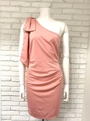 751 キャバクラ ドレス ミニ ワンショルダードレス リボン タイト キャバドレス M