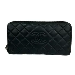 CHANEL(シャネル) 長財布 マトラッセ 黒 ココマーク/ラウンドファスナー ラムスキン