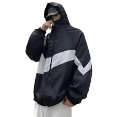 [レグエイト] メンズ マウンテンパーカー ジャケット コート フード付き 羽織 ジップアップ アウトドア ポリエステル 防風 軽量 M L XL ブラック グレー (JP, アルファベット, M, ブラック) [ブラック] [M]