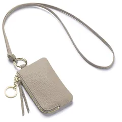 【新品】 RenLianyi 本革 小銭入れ レディース ネックストラップ付き パスケース 首掛け 定期入れ おしゃれ 人気 ジッパー コインケース キーホルダー付き 軽量 コンパクト IC IDカード入れ 落下防止 革 財布 大人 子供 通勤 通学 旅行 1