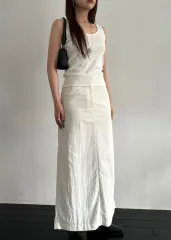 新品 / 2スリット ナイロン ロング丈スカート s