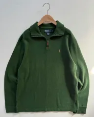Polo ポロ ラルフローレン ダークグリーンCOLOR コットン ハーフジップアップ