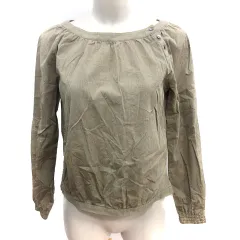 マカフィー MACPHEE トゥモローランド シャツ ブラウス ノーカラー 長袖 カーキ 緑 グリーン /AU