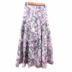 リエンダ rienda フレアスカート ロング マキシ 総柄 S 紫 パープル ベージュ グレー /YK